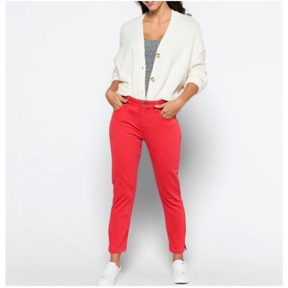 NWT Cosmic Blue Love Milo Side Split Capri Skinny Jean in Red Light, Size 28/6 - Picture 1 of 16